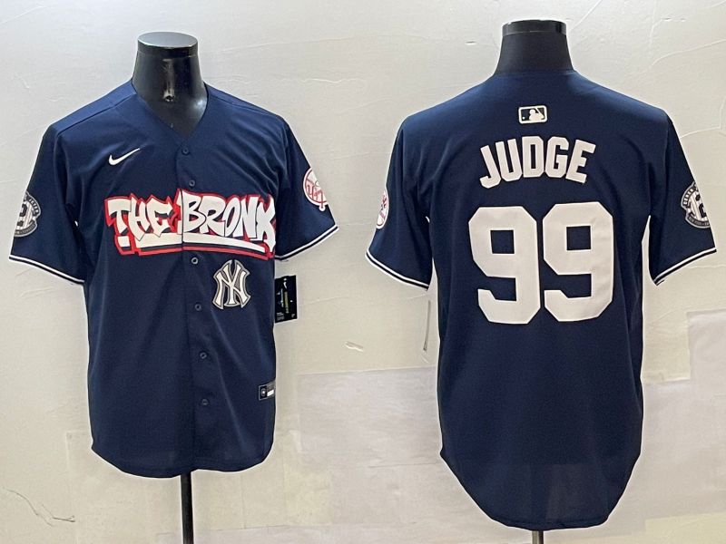 Men New York Yankees #99 Judge Drak Blue four generations Joint Name 2025 Nike MLB Jersey style 7